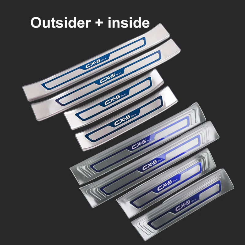 Whole set Blue Для Mazda CX-5 CX5, Накладка на порог автомобиля, накладка на педаль, защитная крышка из нержавеющей стали - Цвет: Whole set Blue