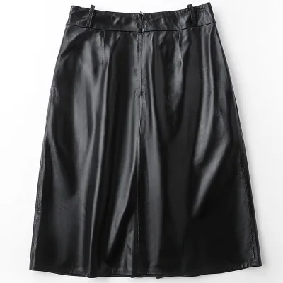 Sheepskin Half-length A-line Leather Skirt | Женская одежда