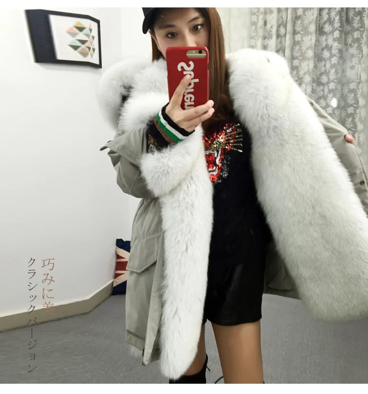 2022 Winter Jacket Women Natural Real Fox Fur Collar Coat 90 White Duck Down Long Parka Outwear Parkas Jacket Warm