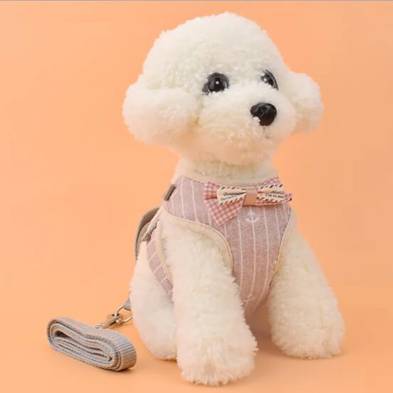 Outdoor Bow British Gentleman Pet Dog Harness Vest With Leash Set Polyester Protected Walking For Small | Дом и сад