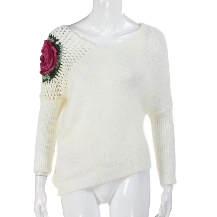 Womail Women Autumn Winter Pullovers Roses Hook Flowers Hollow Sweater Tops Blouse 2018 L30802 | Женская одежда