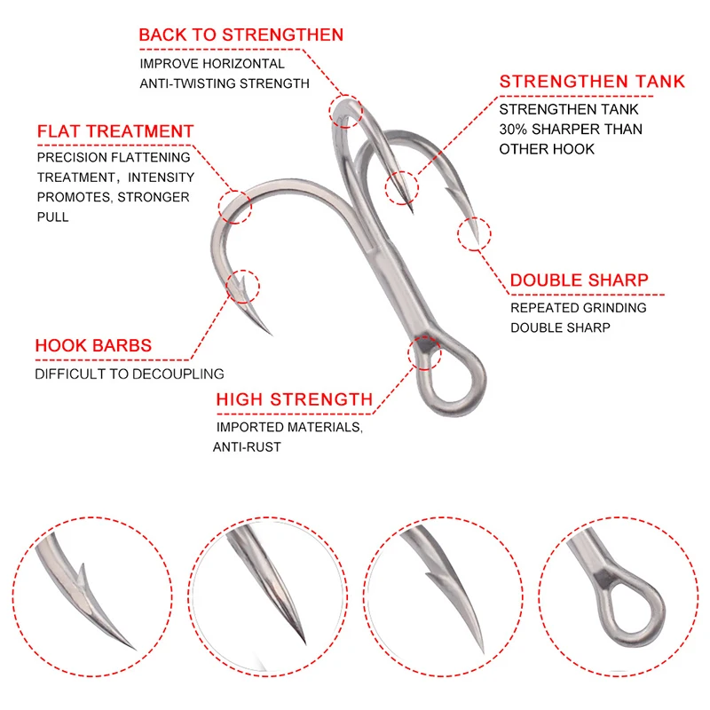 New 20pc/box BKB Super Strong Treble Hooks Blood Tank Hook With Barbed Anchor Fishing | Спорт и развлечения