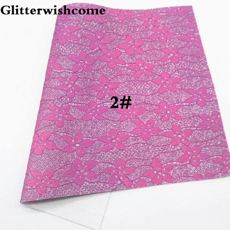 2 Glitterwishcome 21X29 см A4 размер винил для бантов флуоресцентная кружевная блестящая кожаная ткань винил для бантов, GM086A - Цвет: 2