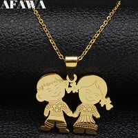 boy girl love stainless steel necklaces women gold color necklaces pendants jewelry chaine homme mothers day gift n519s01