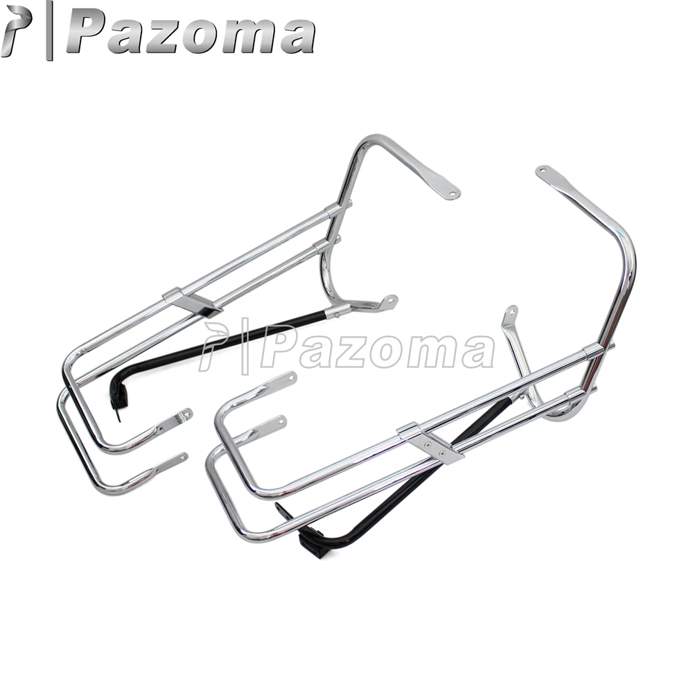 Хромированная защита седельной сумки для мотоцикла с двойным рельсом комплект
