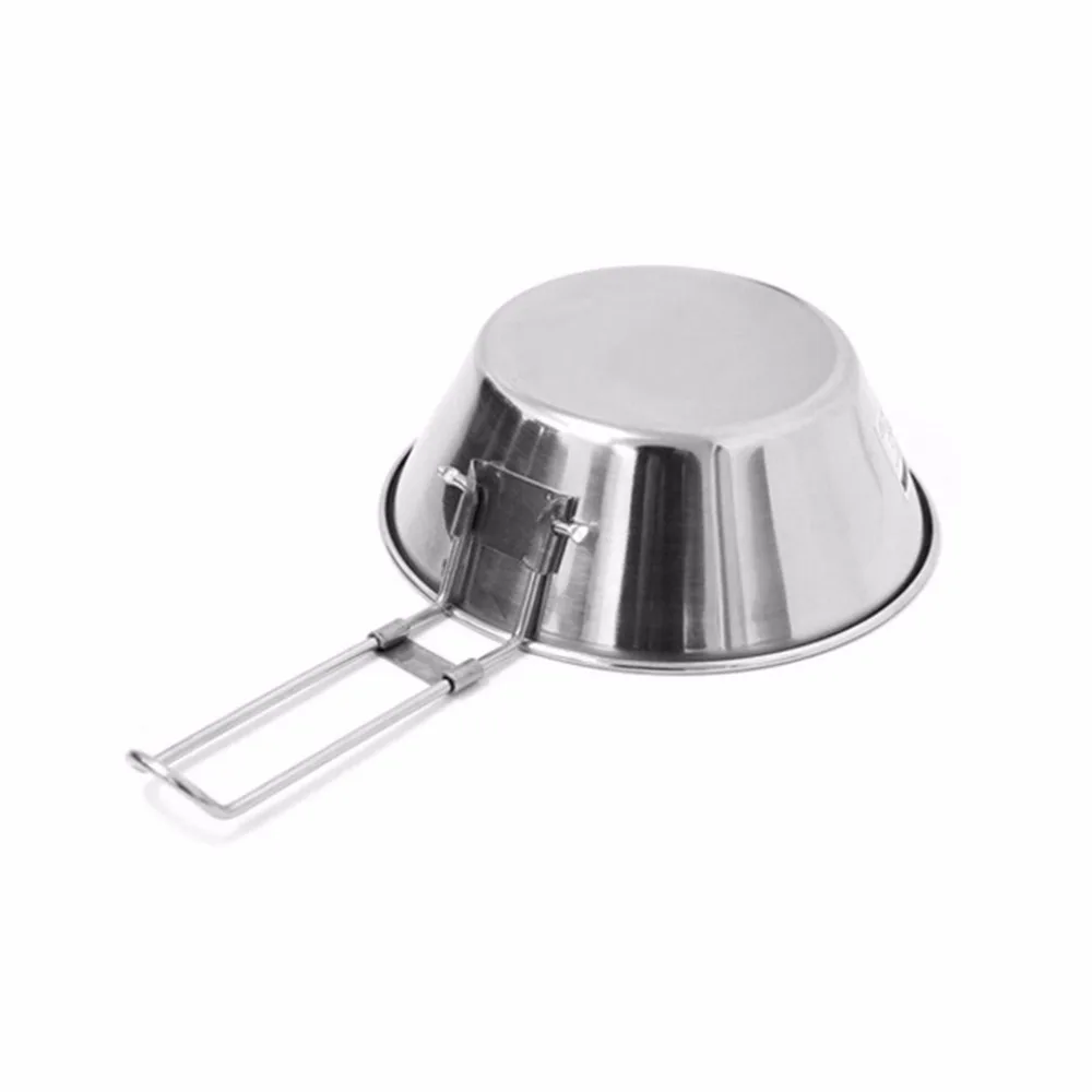Outdoor Camping Picnic Tableware Handle Pot Pan Cookware Stainless Steel Foldable Bowl Hiking Portable Space-saving Small | Спорт и