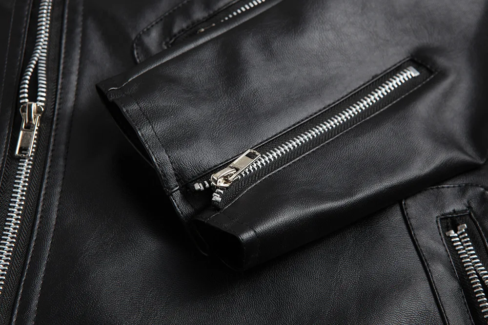 

Motorcycle Leather Jacket Men Detachable Two-pieces PU Leather Jacket For Men Outwear Black Fashion Bomber Jacket Vest Overcoats
