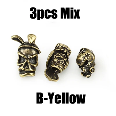 3 шт./лот EDC DIY медный нож Сова бусины кулон винтажный цвет белый латунный Череп Бусы на веревочке - Цвет: B Yellow