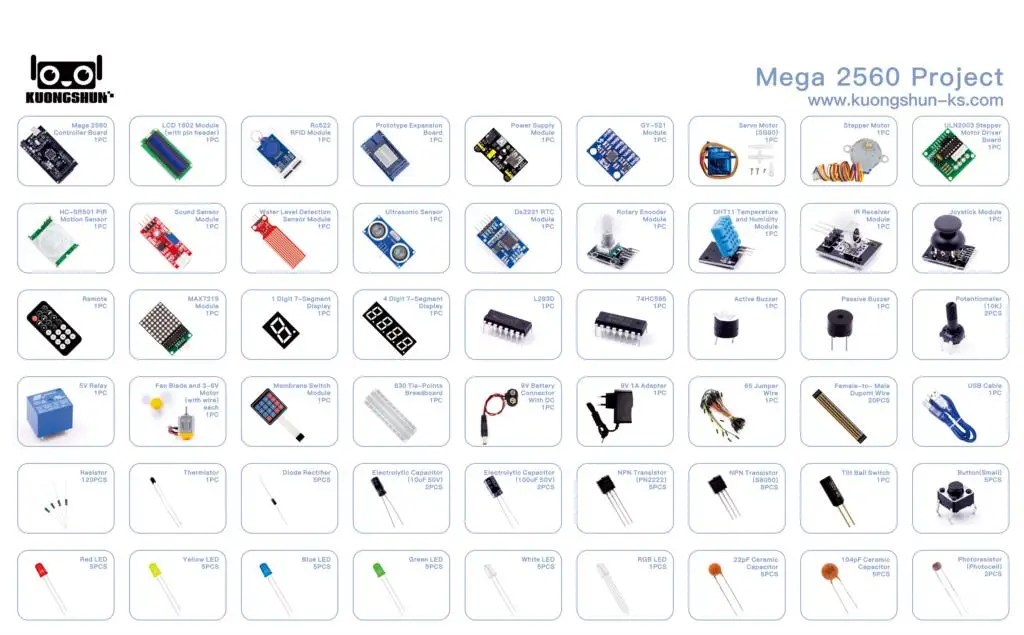 Полный стартовый набор Mega 2560 Project с обучающим руководством для Arduino UNO Nano |