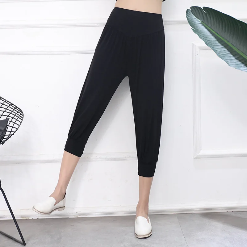 Летние свободные женские брюки большого размера с эластичной резинкой на талии