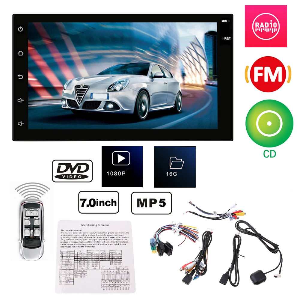 VODOOL 7 дюймов 2 Din Автомобильный dvd плеер автомобильное радио Android 5 1 WIFI GPS навигация