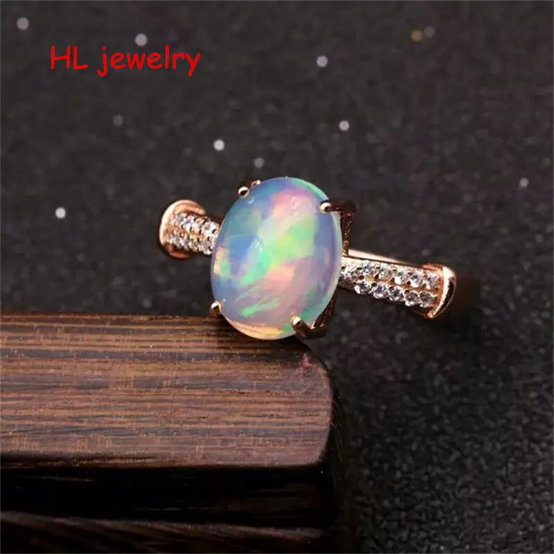 Австралийские кольца из натурального огненного опала 8x10 мм овальные женские