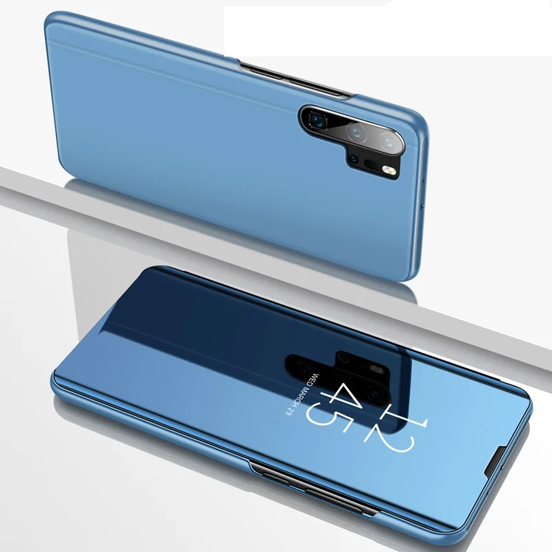 Зеркальный флип-чехол для huawei P30 Pro P20 Lite Honor20 Mate20, чехол, умный прозрачный кожаный чехол с подставкой 360, полная защита, роскошный чехол