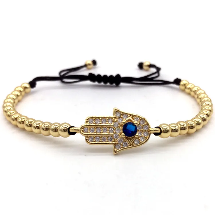 NAIQUBE Fashion Charm Bracelet For Men Women Pave CZ Hand Braided Macrame Bracelet Jewelry Gift - Окраска металла: gold color