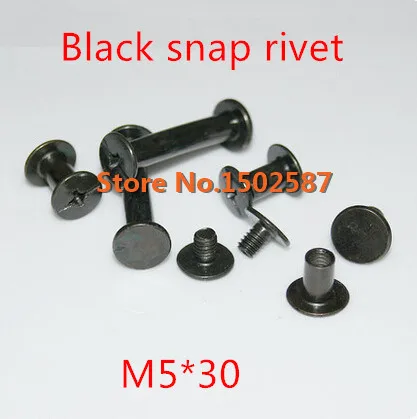 

50 Pieces/lot M5*30 Album Picture Book Screw Male-Female Snap Rivets Black Plated