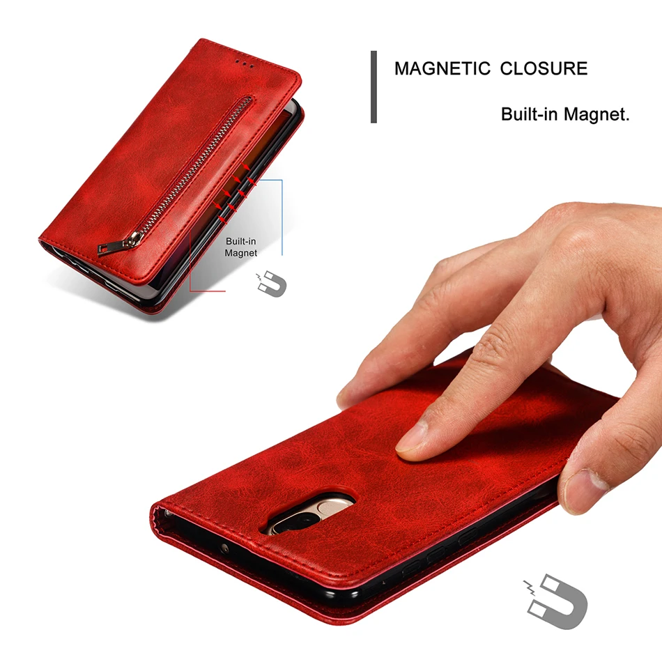 Чехлы для Huawei Mate 20 lite модный кожаный чехол на молнии телефона держатель карт