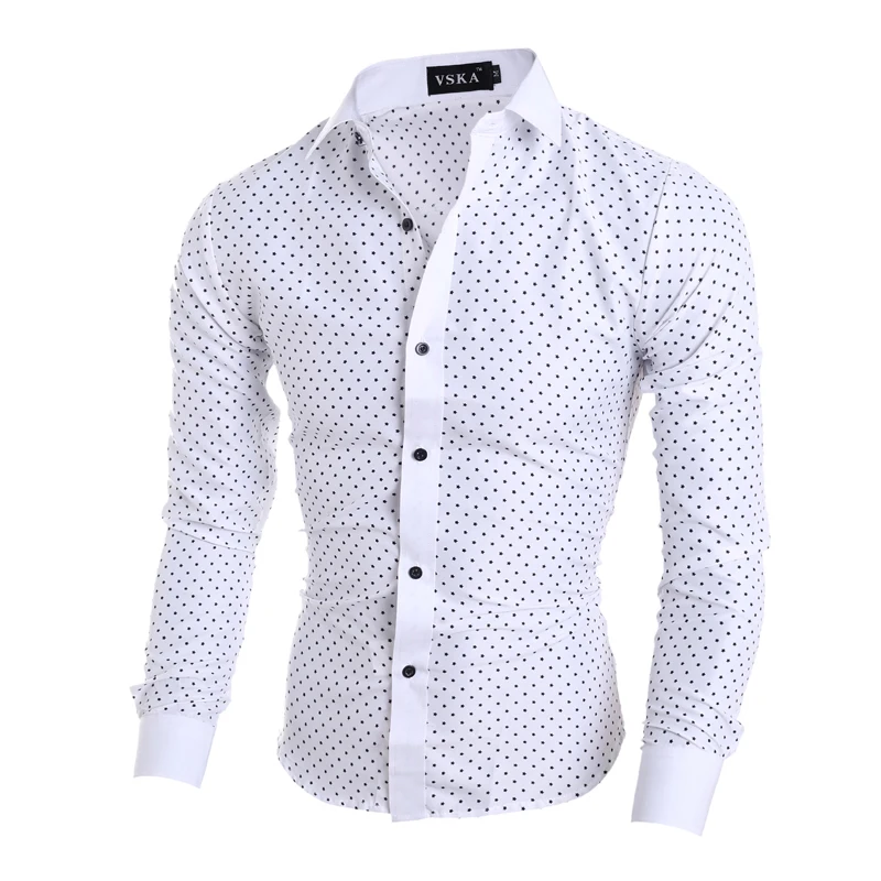 Мужская рубашка с длинным рукавом и принтом в виде звезд Camisa Masculin приталенная