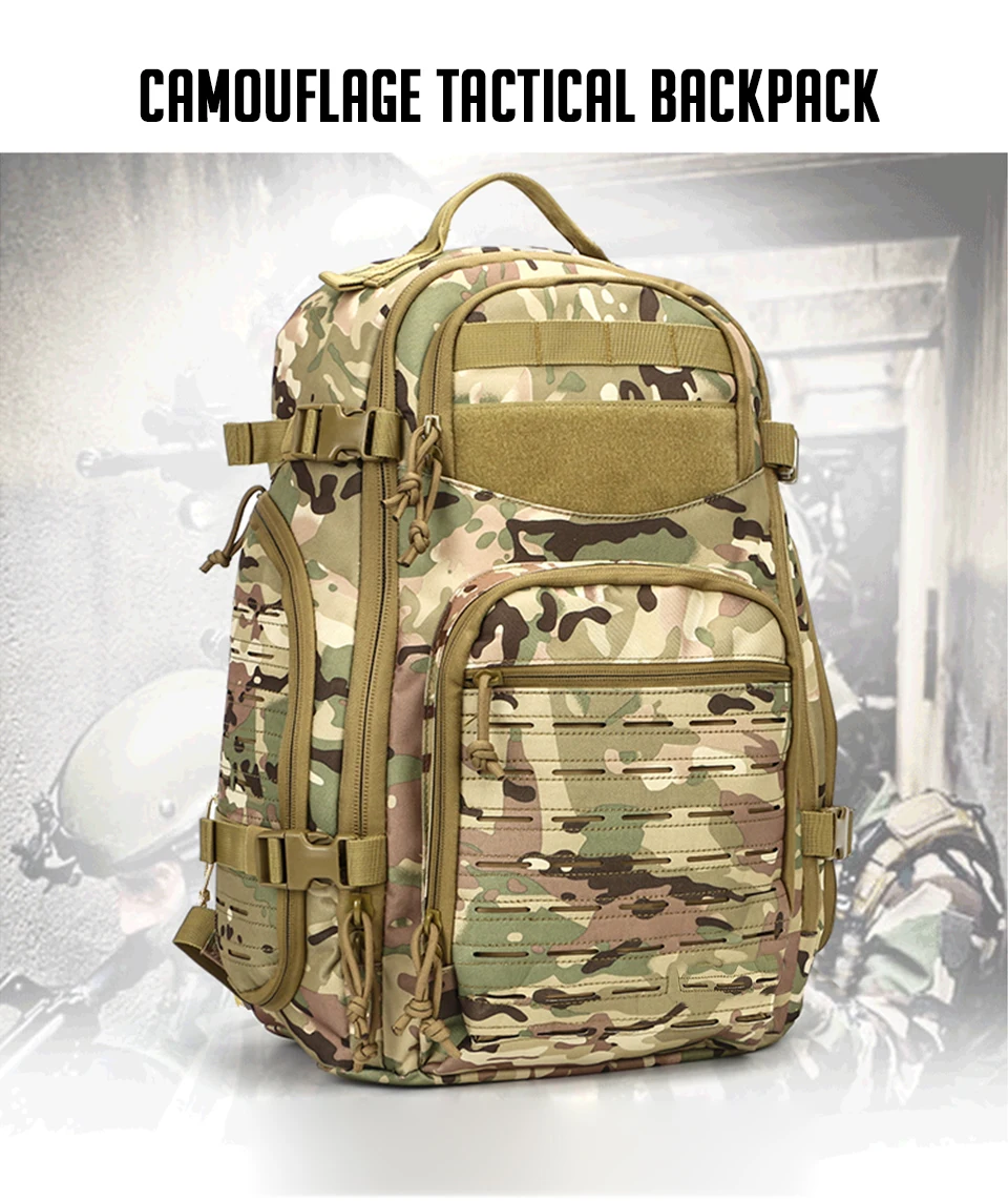 Тактический Военный Molle Армейский Рюкзак Rucksack Сумка Камуфляж Туристический Спортивный Походный плечо охота Мужские