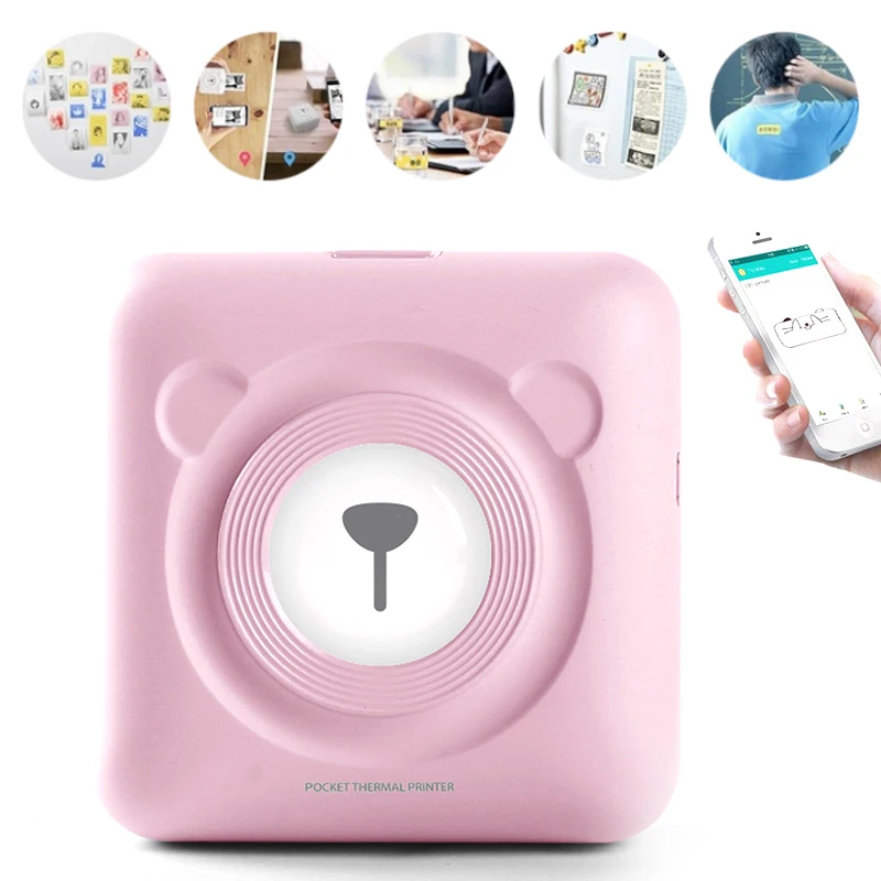 pink Термопринтеры 5 V 1A мобильный принтер термобумага Bluetooth принтер 900 mAh Bluetooth 4,0 - Цвет: pink