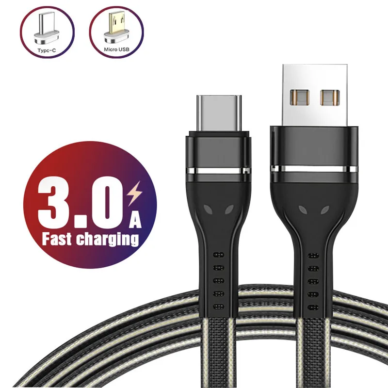 3A type-c micro usb Быстрый кабель для huawei samsung Android Xiaomi зарядное устройство Магнитный адаптер usb type C кабели для мобильных телефонов