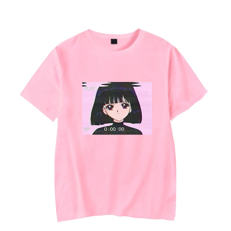 

Aikooki Hot Sale Vaporwave T shirt Men/Women Fashion Casual Round Neck Loose Kawaii Girls T-shirt Print Vaporwave Pink T-shirts