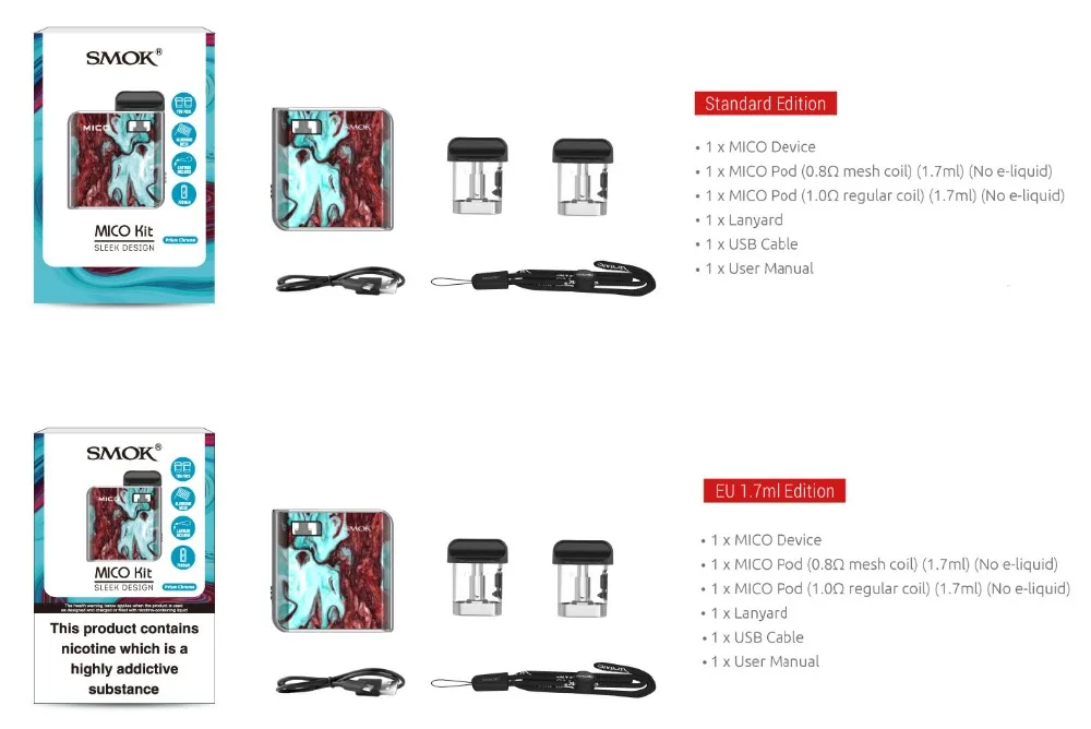 Распродажа! набор SMOK Mico, зажигалка, 700 мА/ч, батарея, электронная сигарета, анти-протекание, мини, электронная сигарета, ручка Pod, катушка VS NORD JC01