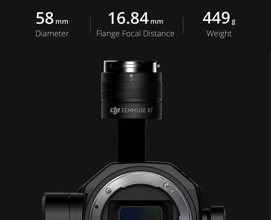 Набор объективов DJI ZENMUSE X7 с Zenmuse X7 DL/DL-S предназначен для аэрофотосъемки полностью совместим с DJI Inspire 2