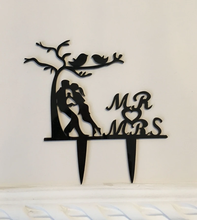 Топпер для свадебного торта силуэт невесты и жениха элегантный романтичный с