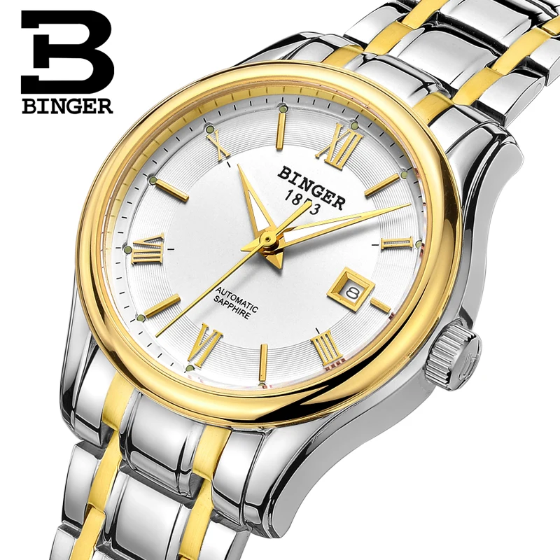 

Switzerland BINGER Women watches Luxury Brand Watch Women Mechanical Wristwatches Sapphire stainless Steel montre femme B5002L-3