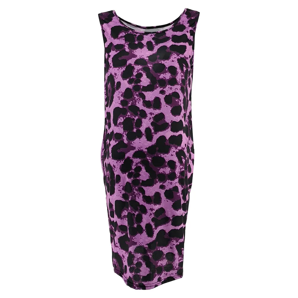 Maternity Dresses 2019 Sleeveless Leopard Print Casual Sundress For Photo Shoot Clothes Pregnant Women | Мать и ребенок