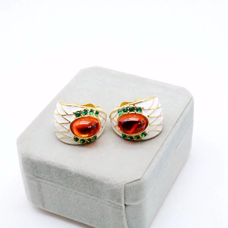 Элегантные серьги клипсы с эмалью смешанных цветов милые эмалированные