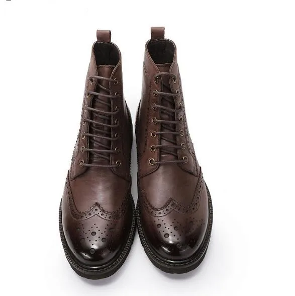 Мужские ботинки в байкерском стиле Ботинки Martin винтажном британском кожаные с