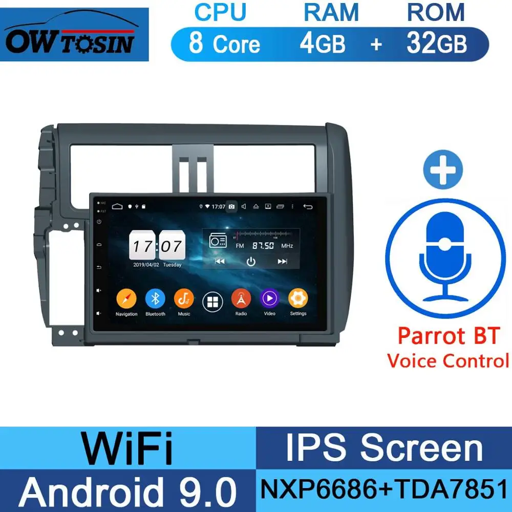 32G Parrot BT " ips Android 9,0 8 ядерный 4G+ 64G Автомобильный мультимедийный плеер для Toyota Prado 150 Land Cruiser J150 2009-2013 gps Радио CarPlay Parrot - Цвет: 32G Parrot BT