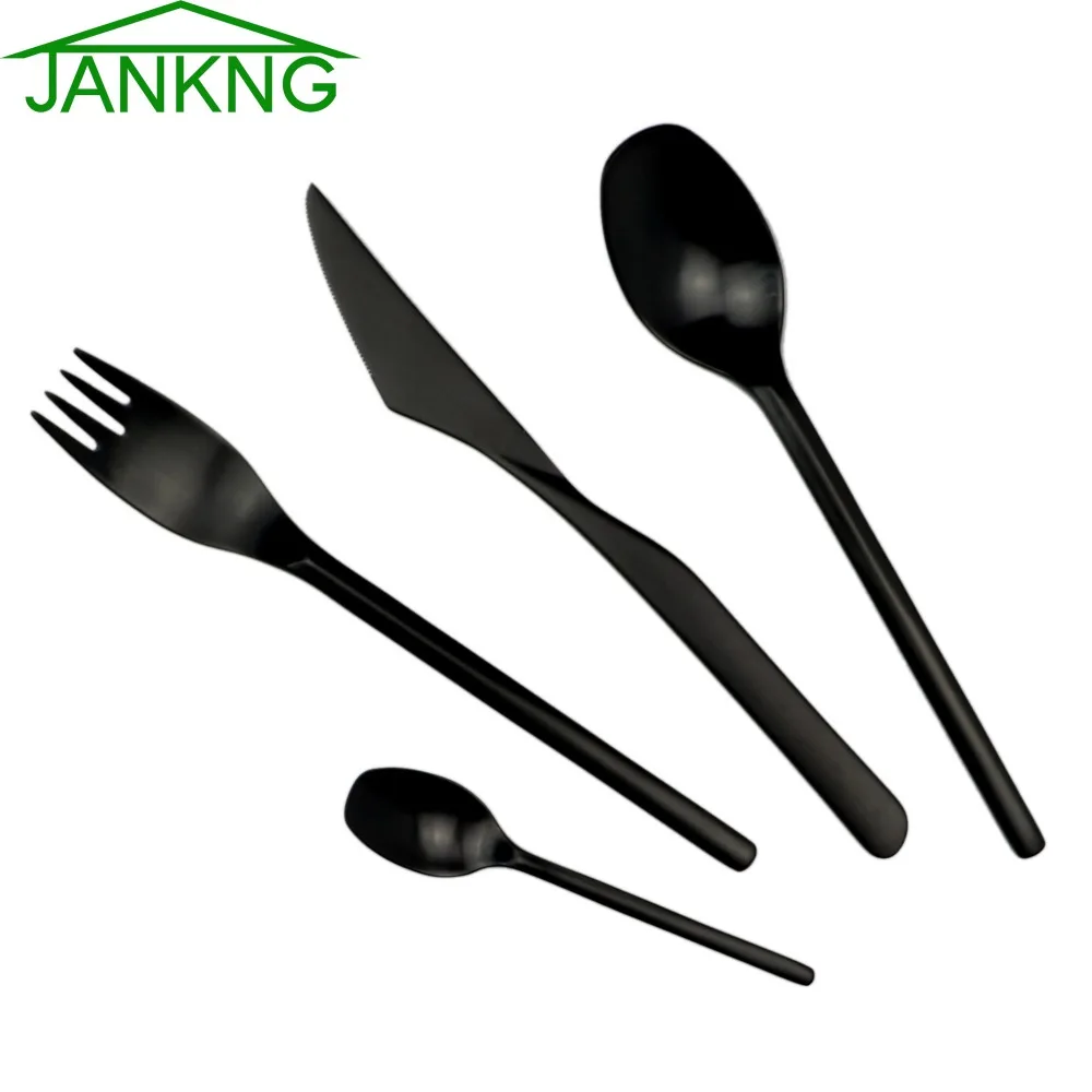 Набор столовых приборов JANKNG из нержавеющей стали 4 шт./лот|black cutlery set|stainless steel dinner