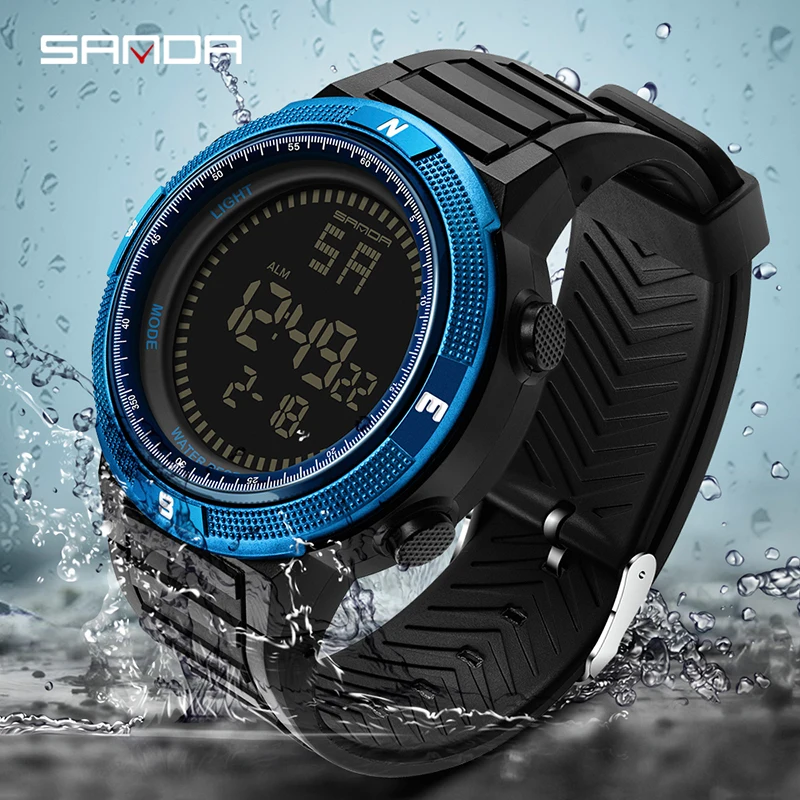 

SANDA Sport Horloge Mannen Waterdichte LED Digitale Horloges Heren Militaire Horloge Top Merk Luxe Rubber Klok Relogio Masculino