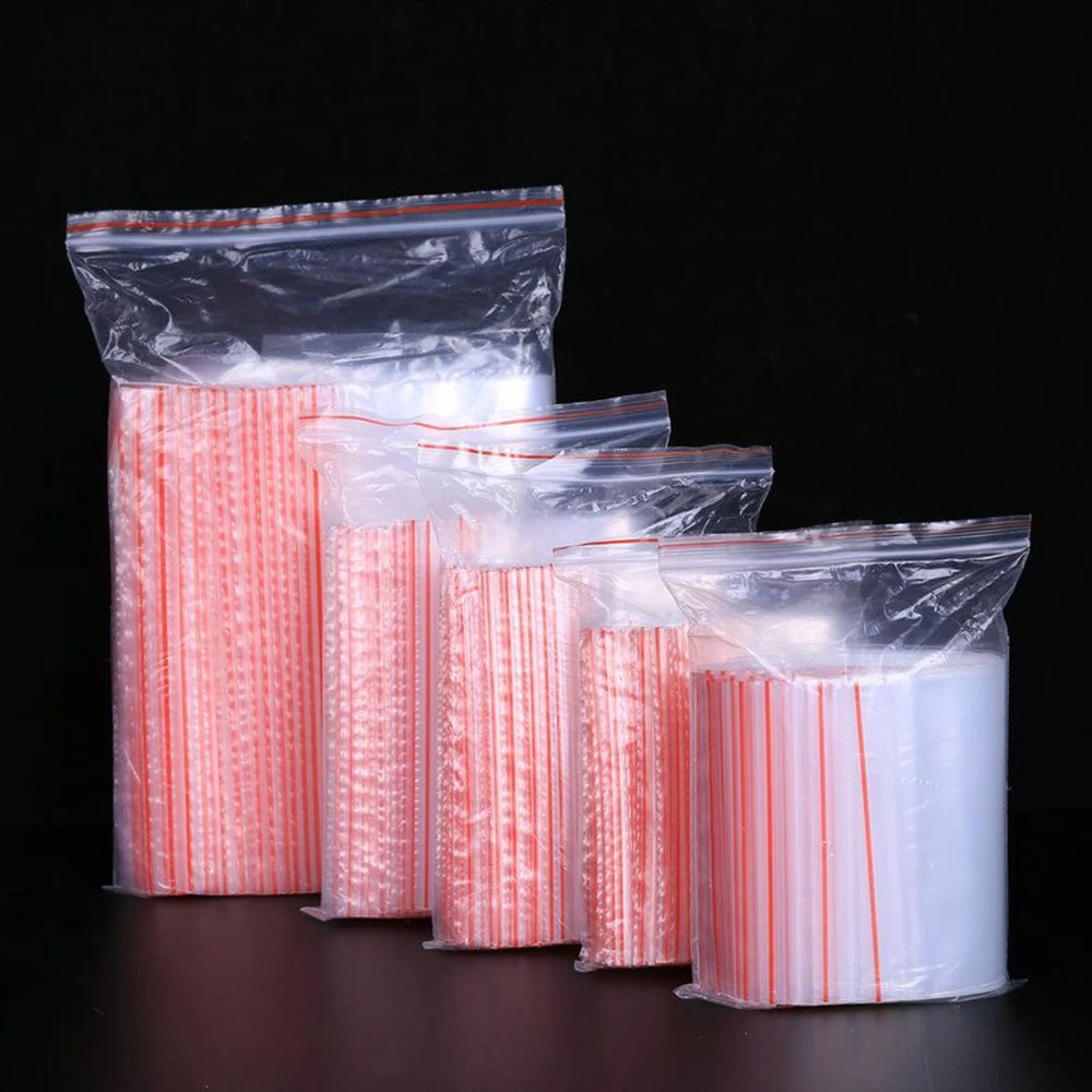 100 шт. толстые прозрачные небольшой замок типа молния пластик сумки Ziplock молнии