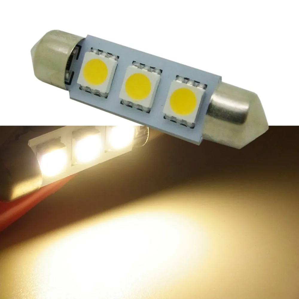 Viewi 10 шт. автомобильный фестонный Lights canbus Dc 12 В Стайлинг 1 Вт smd5050 3 светодиода 36 мм 39