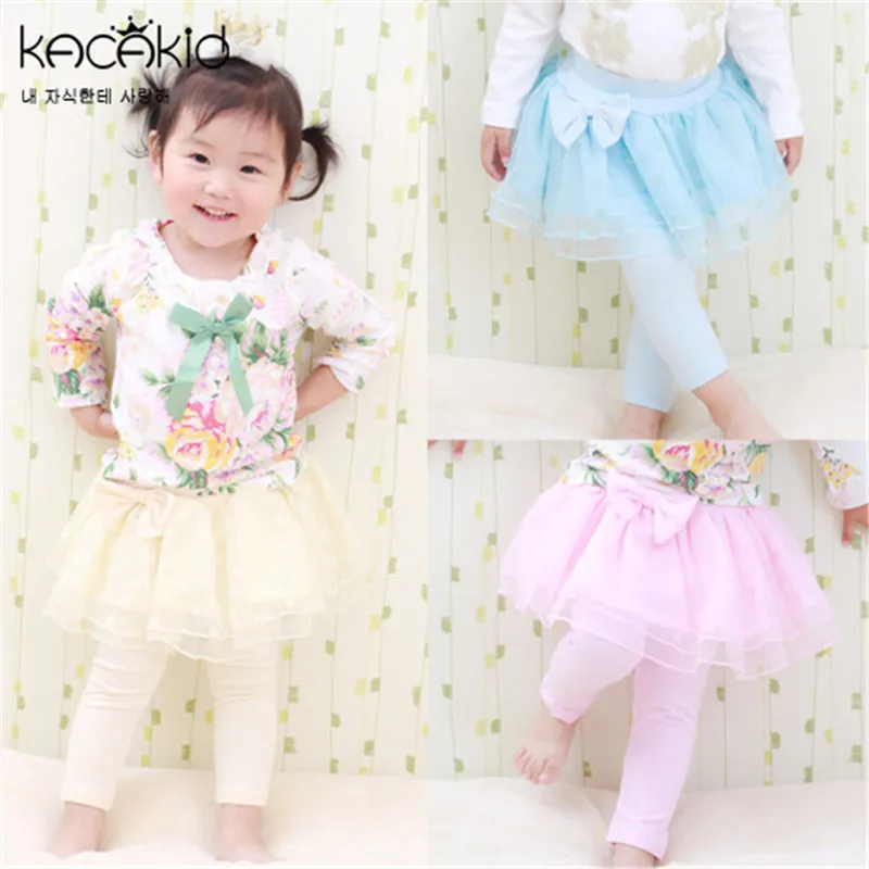 Горячие Девушки Леггинсы Брюки Дети Тюль Юбки Слоистых Обрезаны Кружева | Мать и