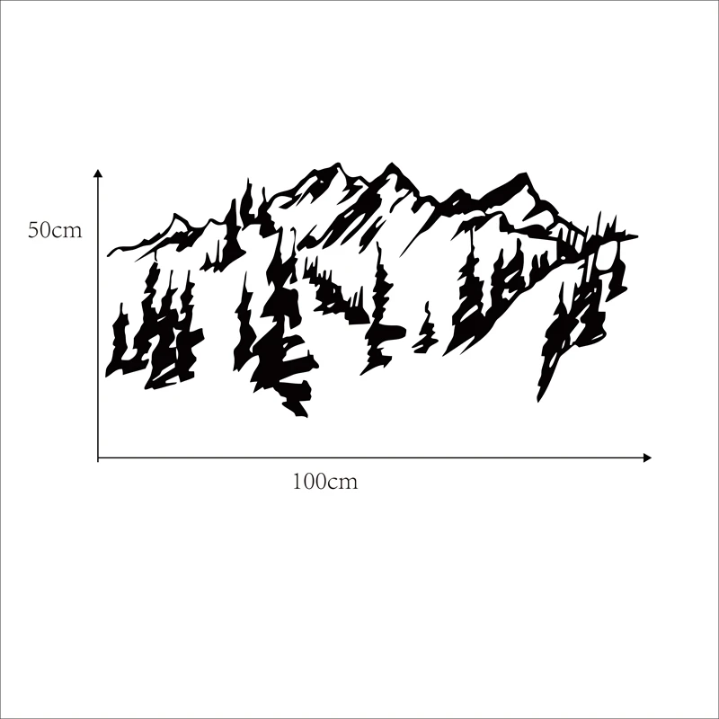 Наклейка на стену в китайском стиле наклейка с изображением гор и деревьев