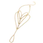 Многослойная кисточка палец кольцо сплав Стразы манжета рука портупея цепь связанные ee