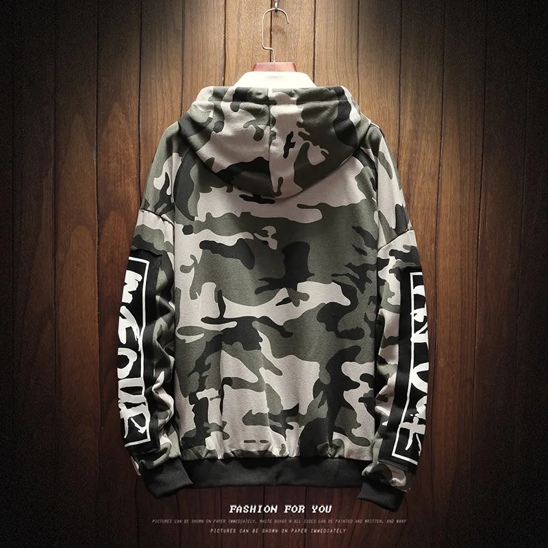 Мужская толстовка с камуфляжным принтом зеленая Толстовка в стиле хип-хоп
