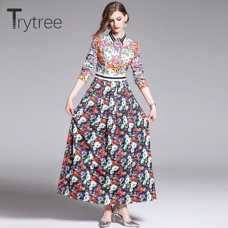Платье рубашка Trytree женское с отложным воротником повседневное офисное платье