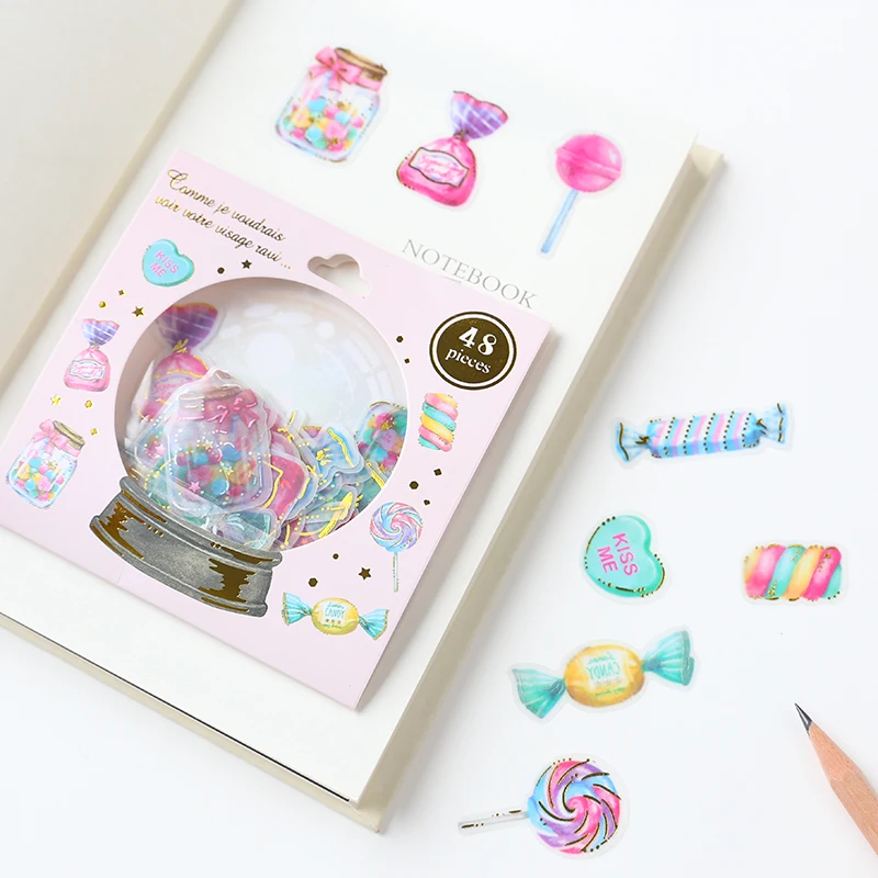 48 шт./лот Kawaii хрустальный шар Золотая фольга золочение ПВХ наклейка украшение