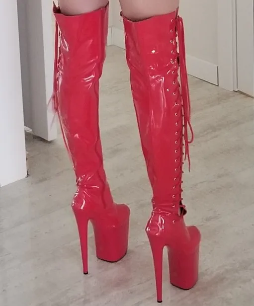 Классические ботфорты 20 см обувь на высоком каблуке сексуальные 8 дюймов для