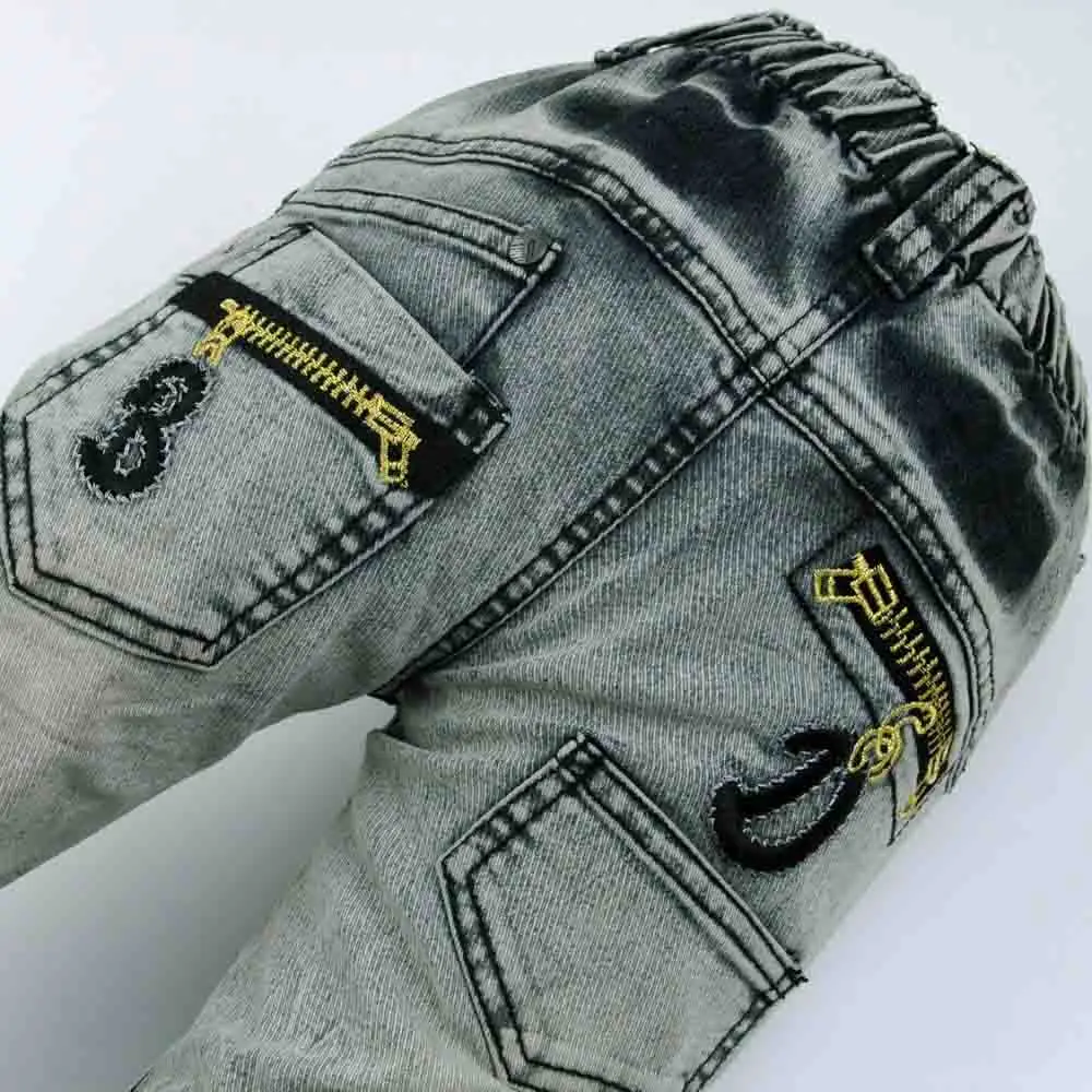 Джинсы для мальчиков-подростков детские джинсовые Капри брюки с вышивкой и