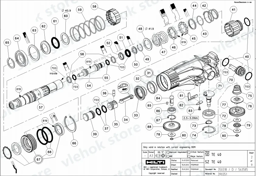 Приводной поршневой шток для Hilti TE40 TE 40 76174 208554 аксессуары электроинструментов