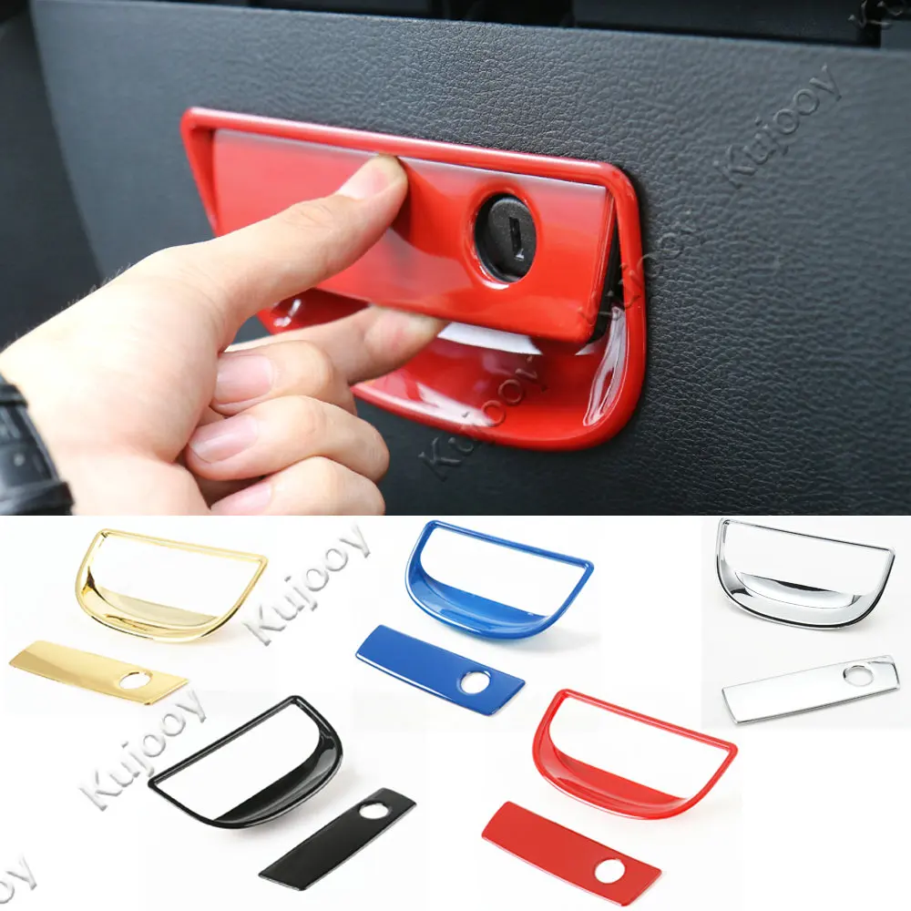 

2pcs Black/ Gold/ Red/ Blue ABS Glove Box Handle Cover Trim Frame Sticker for Jeep Wrangler 2011-2016