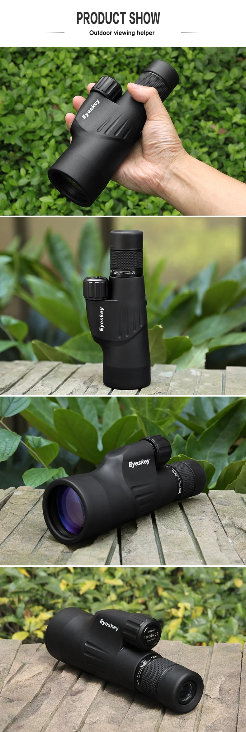 Eyeskey Zoom Монокуляр 10-30x50 Bak4 призма мощный телескоп Монокуляр водонепроницаемый охотничий товар для кемпинга со штативом