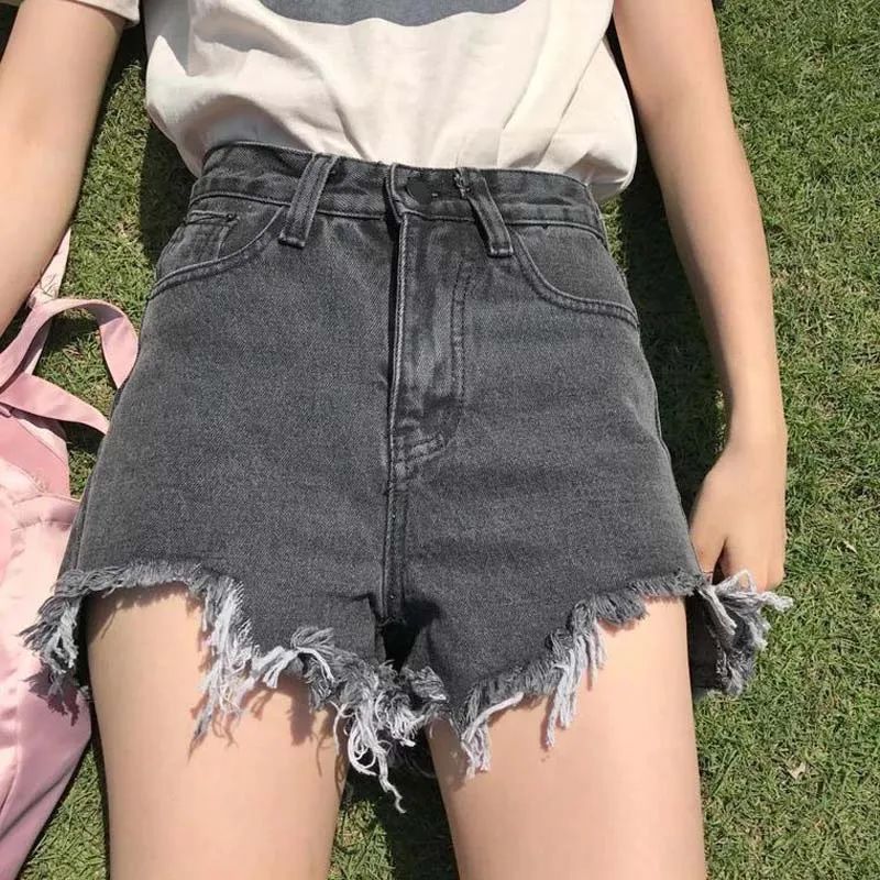 Рваные бахрома джинсы Шорты женщины коротышка femme Штаны Мини Короткие harajuku деним