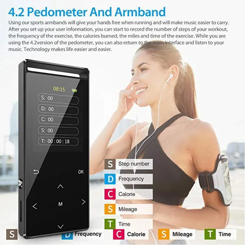 16 ГБ Bluetooth MP3 плеер + наушники повязка с музыку прямо Запись FM шагомер HIFI без потерь